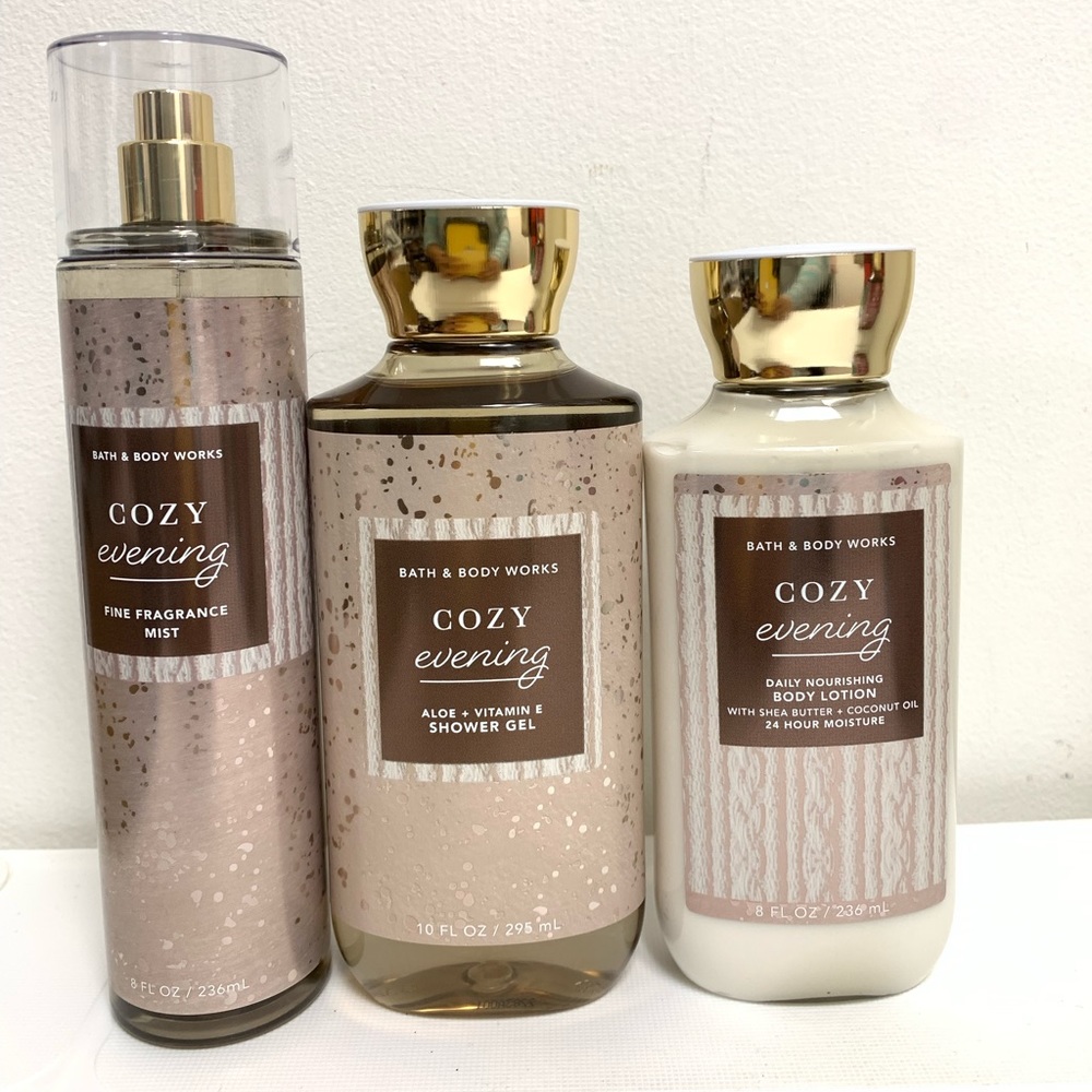 3PC Bath & Body Works Cozy Evening Body Care Set